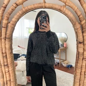 Tory Burtch Black Sequin Cashmere Sweater